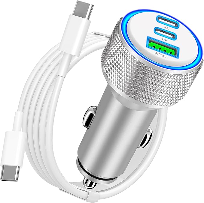 [Apple MFi Certified] iPhone 17 Car Charger, KYOHAYA 3-Port 67W PD/QC Power Adapter USB-C Fast Car Charging Cigarette Lighter with Type-C Cable for iPhone 17/17 Pro Max/16 Pro/15/Galaxy S26/S25/Pixel