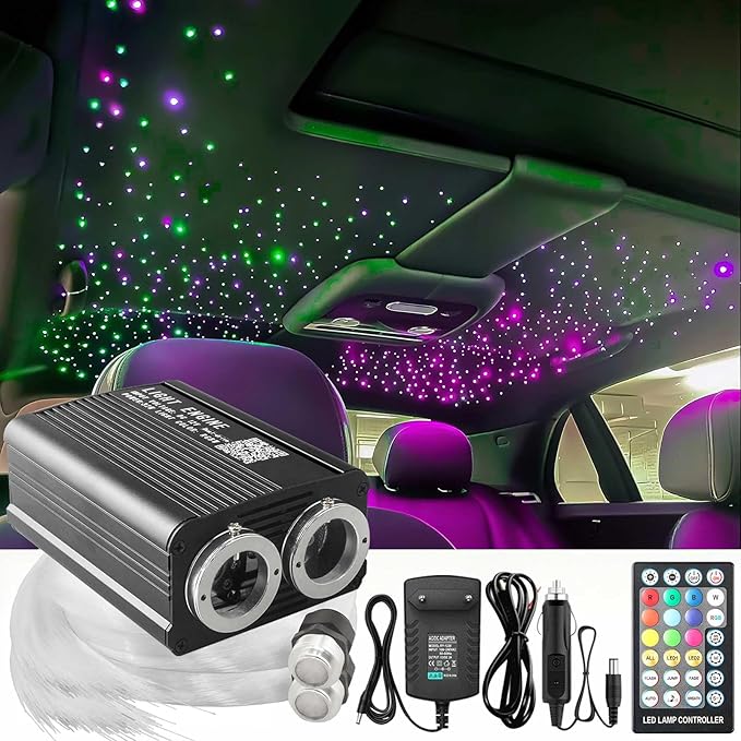 32W Twinkle Starlight Headliner Light,1100pcs 13.1ft Star Lights for Car Dual Color LED Fiber Optic Light RGBW Changing Color Stars APP/Remote Control Music Sync Car Interior Decro/Home/Party