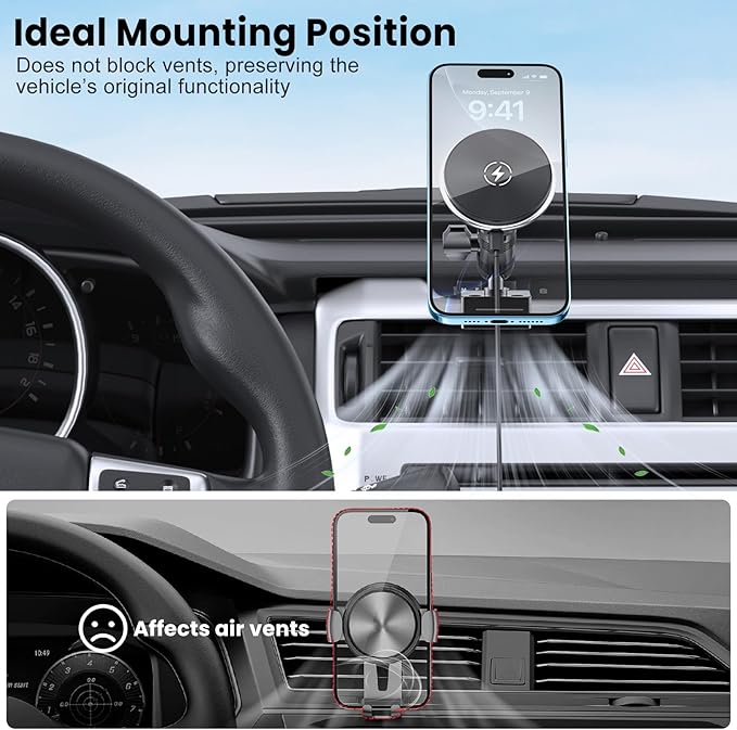 DIAMOOKY Metal Phone Mount for Toyota 4Runner 2024 2023 2022 2021 2020-2010 5th Gen 4runner Accessories Dash Cell Phone Holder W/Wireless Charging Adjustable Phone Stand Fit for All Smartphone
