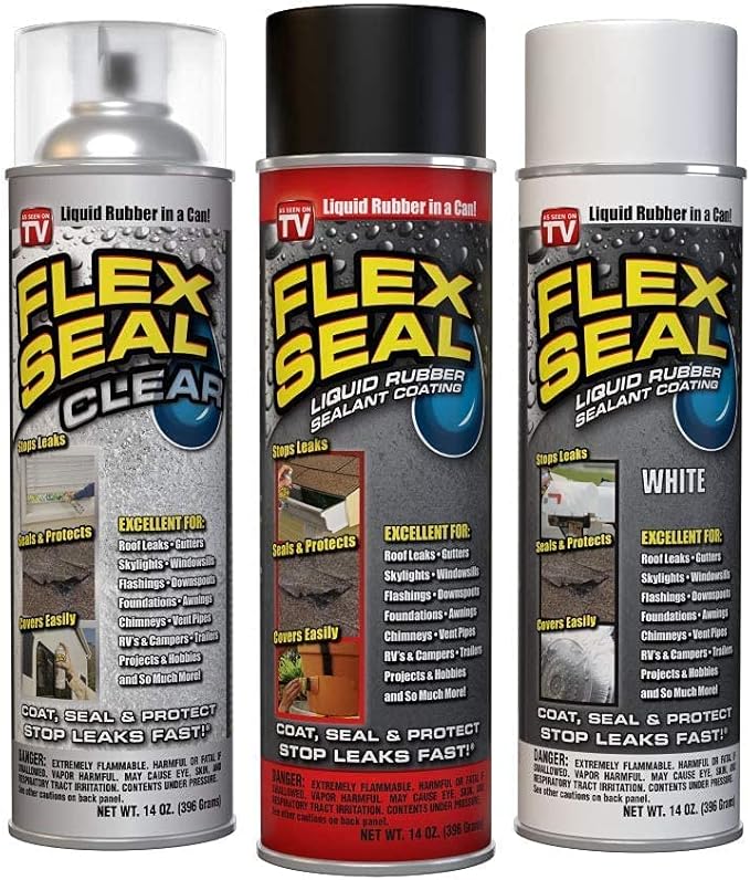Flex Seal, 14 oz, Brite, Stop Leaks Instantly, Waterproof Rubber Spray On Sealant Coating, Perfect for Gutters, Wood, RV, Campers, Roof Repair, Skylights, Windows, and More