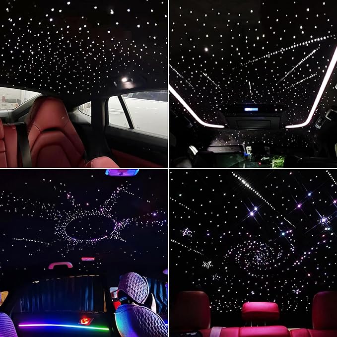 Upgraded Starlight Headliner Kit 16W Twinkle + Meteor All in One Fiber Optic Lights, APP & Remote Control Music Effect,1200pcs (0.03 * 0.04 * 0.06in)*9.8ft Star Lights for Car Jeep Hotel