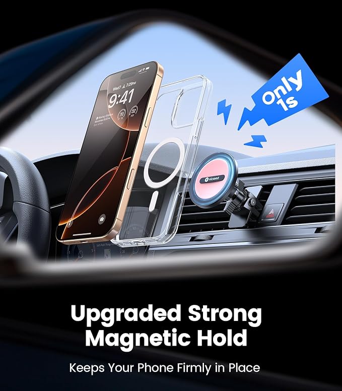 VICSEED for MagSafe Car Mount Vent Pink– [Super Magnet Power & Vent-Safe Clip] 360° Adjustable Study Magnetic Phone Holder Hands Free for iPhone 17 16 15 14 13 12 Pro Max