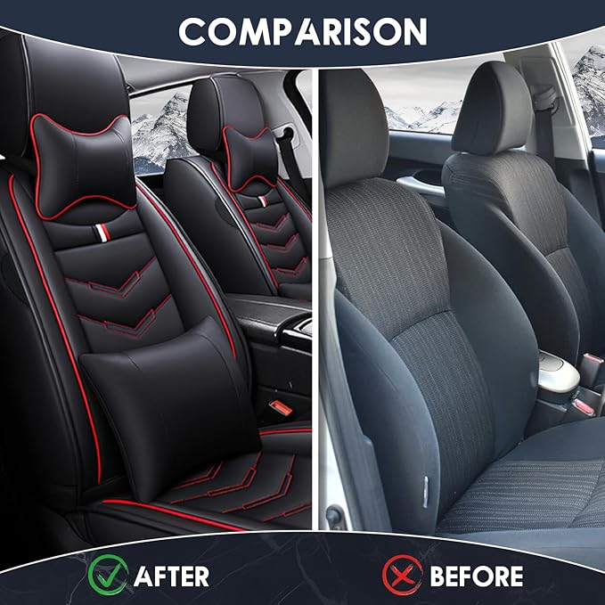 Car Seat Cover 7 Seats for Hyundai Palisade 2020-2025, Durable Wear Resistant Waterproof Sport Seat Covers, Breathable No Odor Premium Leather Vehicle Seat Covers.(Luxury,Black Red)