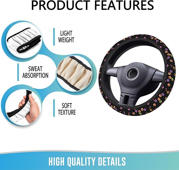 Elastic Steering Wheel Cover Car Accessories Cute Universal 15 Inch Absorbing Sweat Non-Slip Breathable for Woman - Vivid Pattern