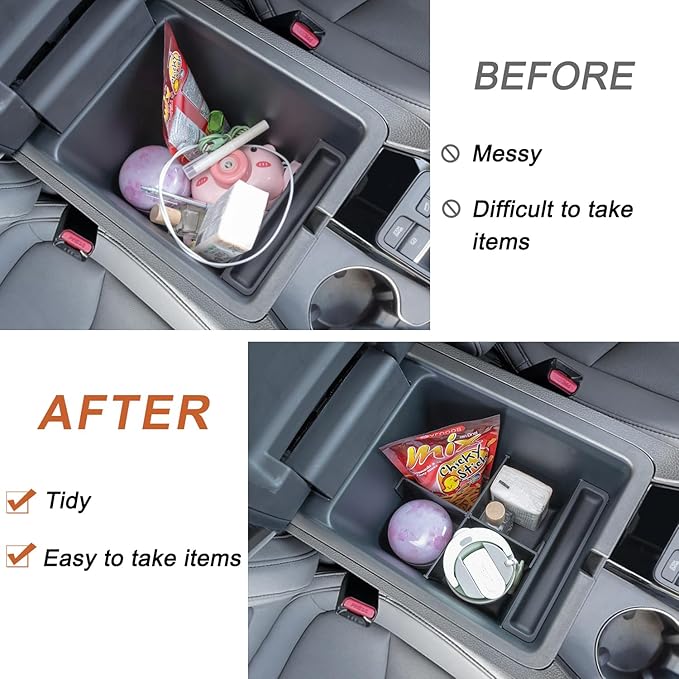 PIMCAR 3-Piece Center Console Organizer Set for 2023-2026 Honda Pilot, 2024-2026 Honda Passport/Ridgeline Accessories, Armrest Hidden Storage Box & Divider ABS Material Interior Accessories