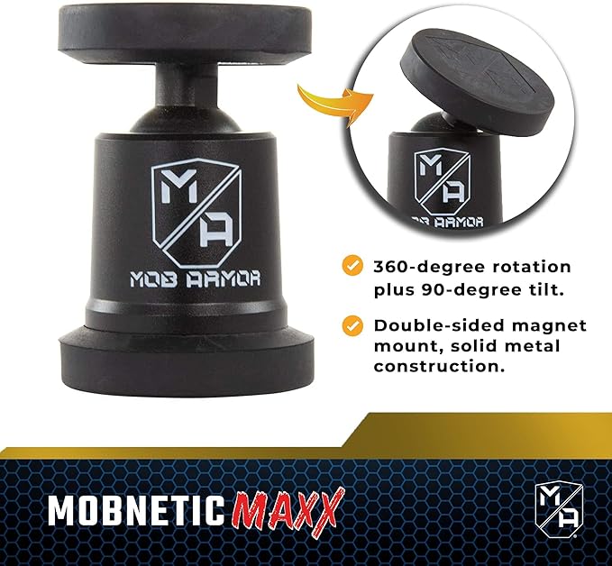 Mob Armor MobNetic Maxx - USA Assembled Magnetic Phone Holder for Car, Magnetic Car Phone Mount, 90-Degree Tilt, 360-Degree Rotation, Aluminum Metal, Compatible with iPhone & Android - Red