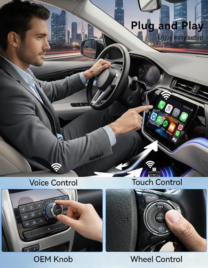 Wireless Carplay and Android Auto Adapter (Metallic Gray)