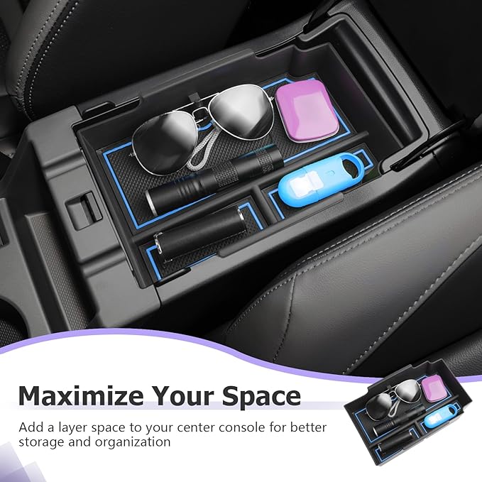 LUWU Center Console Organizer Compatible with Subaru Crosstrek & Impreza 2024-2026 Accessories Armrest Console Secondary Storage Box Insert Tray ABS Material with Coin Holder Blue
