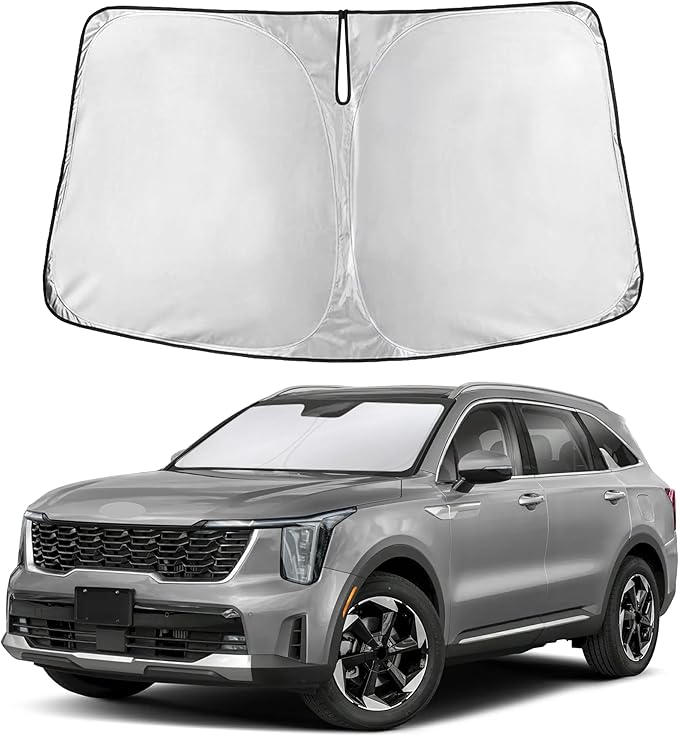 EcoNour Windshield Sunshade Compatible for Kia Sorento 2021-2024 2025 2026, Sun Visor for Front Windshield & Window Sun Shade Cover, UV Heat Blocker & Protector, Car Accessories