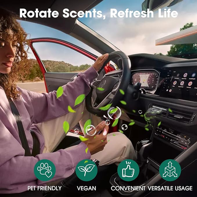 2Pcs Custom Car Air Freshener Vent Clips, Scented Sticks Kit with 10 Different Aroma Bags (2 Stick Each) & 8 Unscented Refill Sticks, Long-Lasting Odor Eliminator Car Diffuser