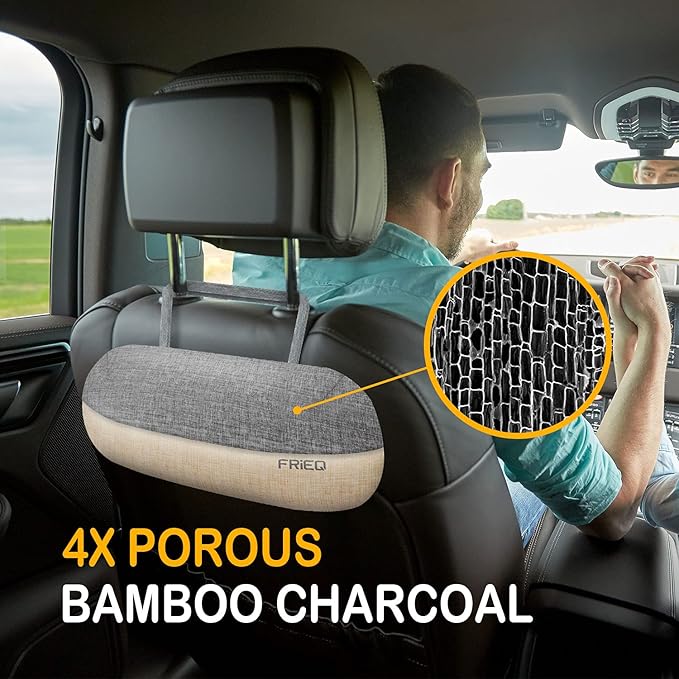 Car Air Freshener, 100% Activated Bamboo Charcoal Air Purifying Bag | Lasts 365+ Days | Fragrance-Free Deodorizer - Absorb Smoke Smell and Bad Odors