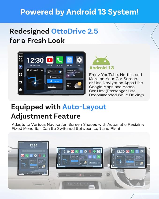 OTTOCAST Wireless CarPlay AI Box Nano, Android 13, 8GB RAM + 128GB Storage, AI Voice Assistant, SIM/Micro SD Support, Split-Screen, Android Auto Compatible