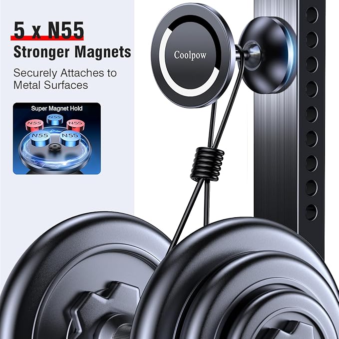 Gym Magnetic Phone Holder Mount for MagSafe【All Metal】Dual Magnetic Phone Holder for Gym Accessories Attach to Metal Surface, Gym Phone Holder Magnet for iPhone 16 15 14 13 Pro Max Gift for Men Women