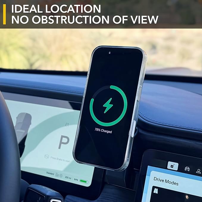 TWRAPS Dashboard Phone Holder for Rivian R1S & R1T, iPhone and Other Phone Cases, No Glue or Screws Secure Anchor Behind Screen on Dash, Accessory for Rivian 2021-2026 (Magnetic Charger)