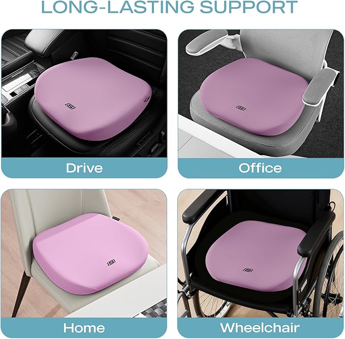 Skechers Seat Cushion Premium Gel & Memory Foam-Office Chair Cushion for Tailbone Pain Relief,Butt Pillow for Office Chair,Car seat Cushion,Long Sitting Office Workers,and Car Drivers,Purple