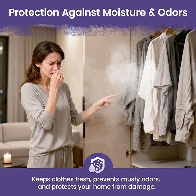 Moisture Absorbers and Humidity Absorber Bags for Closet - 10 Pack High-Efficiency Moisture Absorber and Humidity Packs for Home, Moisture Bags and Dehumidifier Bags for Car Lavender, 10 Pack