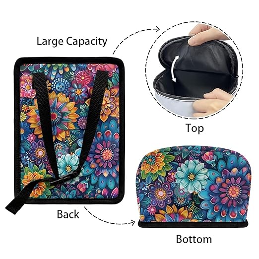 BIGCARJOB Blossom Lotus Car Trash Bag for Back Seat,Boho Lotus Floral Car Trash Can with Lid Portable Travel Car Trash Bag Holder Vehicle Trash Can for SUV Truck Van