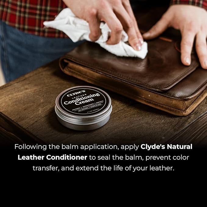 Clyde's™ Leather Conditioning Cream | All Natural, Non Toxic Formula | Restore & Repair Sofas, Car Seats, Shoes and More