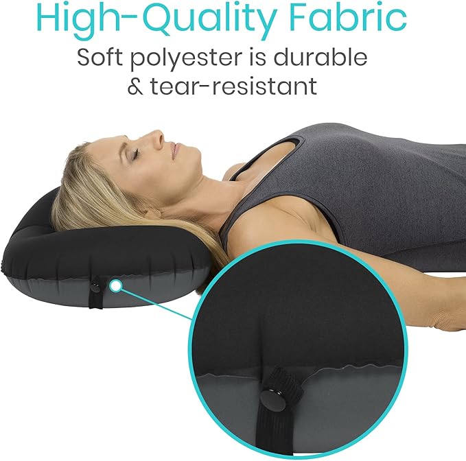 Vive Inflatable Lumbar Pillow - Cushion for Airplane Seat Travel Support - Lower Back Cushion for Car, Office Chair - Adjustable Firm Air Neck Pain, Sciatica Relief - Compact Portable Camping Headrest