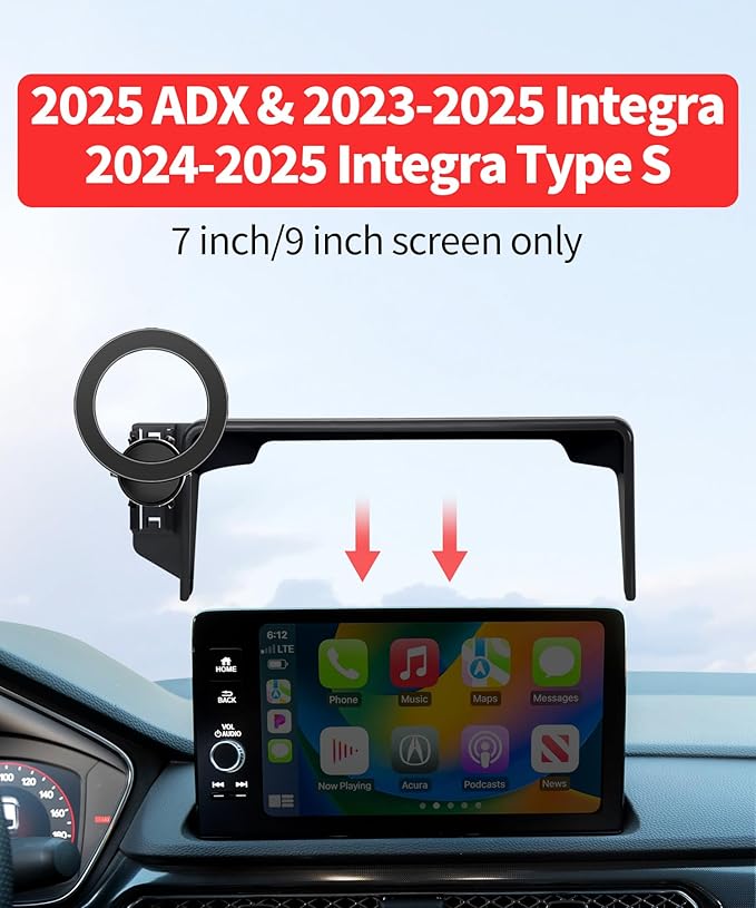 Car Phone Holder for 2025 Acura ADX 2023-2025 Integra 2024-2025 Integra Type S Accessories 7/9-Inch Screen Fixed Clip, 360° Rotation Phone Mount Compatible with MagSafe