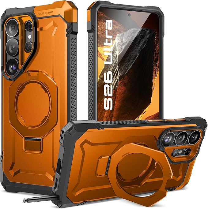 SUPCASE for Samsung Galaxy S26 Ultra Case with Kickstand (Unicorn Beetle Grip), [Wireless Charge Compatible] [Military-Grade Protection] Heavy-Duty Magnetic Phone Case for S26 Ultra 6.9 Inch, Coral