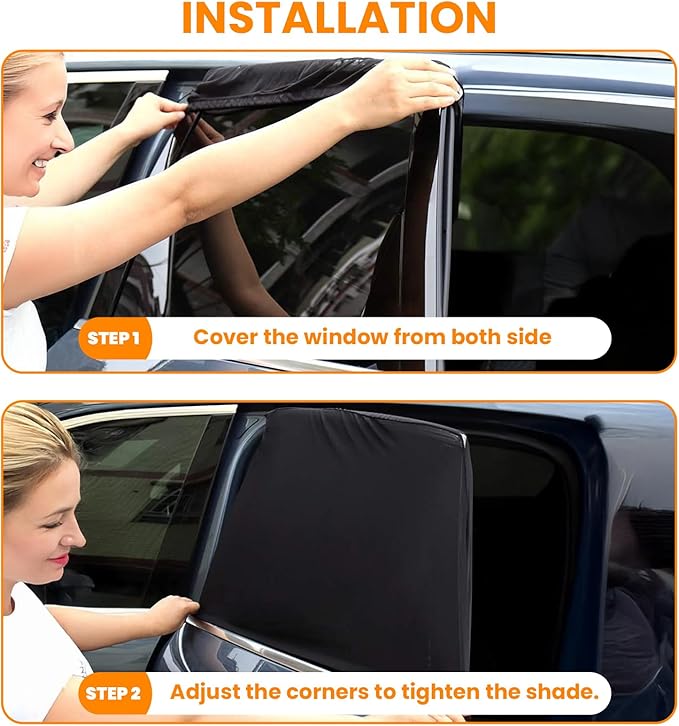 Car Window Shades(2 Pack)-Side Window Sun Shades, UV Protection Breathable Spandex Baby Window Covers, Universal Fit Most of Cars, Protect Privacy for Family (27.2"x39.8") Ocean Blue