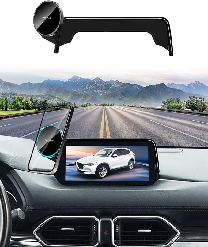 Phone Holder for Mazda CX-5 CX5 2017-2020 Accessories 7-Inch Screen Fixed Clip, Car Magnetic Phone Mount Compatible with MagSafe, Strong Magnets Fast Wireless Charger CX 5 Cell Phone Holder Base