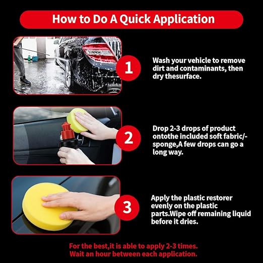 Restorer for Cars Revive Faded Plastic, Rubber Vinyl Ultimate Solution for Car Trim Restoration Protection Plastic Restorer- Ultimate Car Detailing Solution - Resists Water, UV Rays, Dirt (2.Pack)