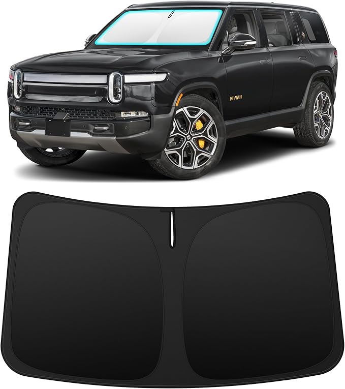INSAUTO Custom Fit Windshield Sun Shade Accessories for Rivian R1S 2022-2026, Foldable Front Window Sunshade, UV & Heat Reflector, Keeps Interior Cool, Includes Storage Bag