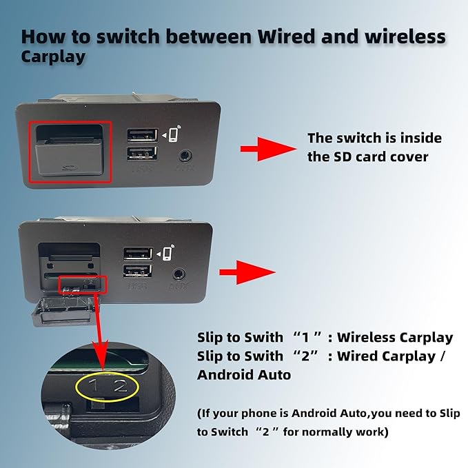 Dasbecan Type-C Wireless Mazda Apple Carplay and Android Auto Retrofit Kit Compatible with Mazda 2/3/6/CX3/CX5/CX9/MX5 2015-2020, TK78-66-9U0C Adapter (Only Support Wireless Carplay NO Android Auto)