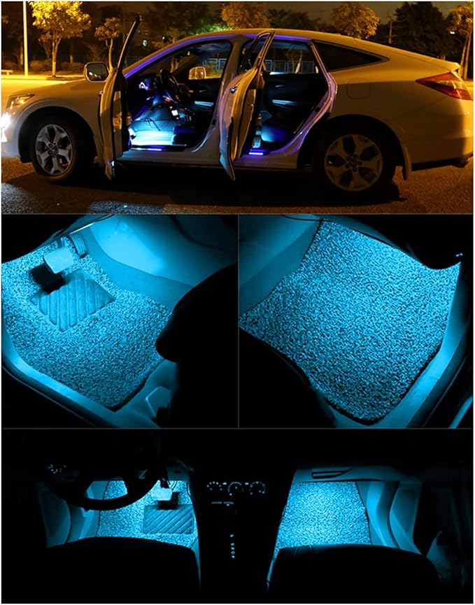 YM E-Bright Led Strip Light for Car 27cm 5050 15SMD Waterproof Car Underglow Light Motorcycle Golf Cart Decoration Interior Exterior Lights Strip,Ice Blue DC12V (Pack of 4)
