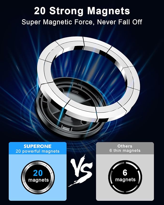 SUPERONE for Magsafe Cup Holder Phone Mount,Universal Cup Phone Holder For Car,Wireless Magnetic Car Mount with Adjustable Neck & 360°Rotation for iPhone 17 16 15 14 13 12Pro Max,Samsung & Smartphones