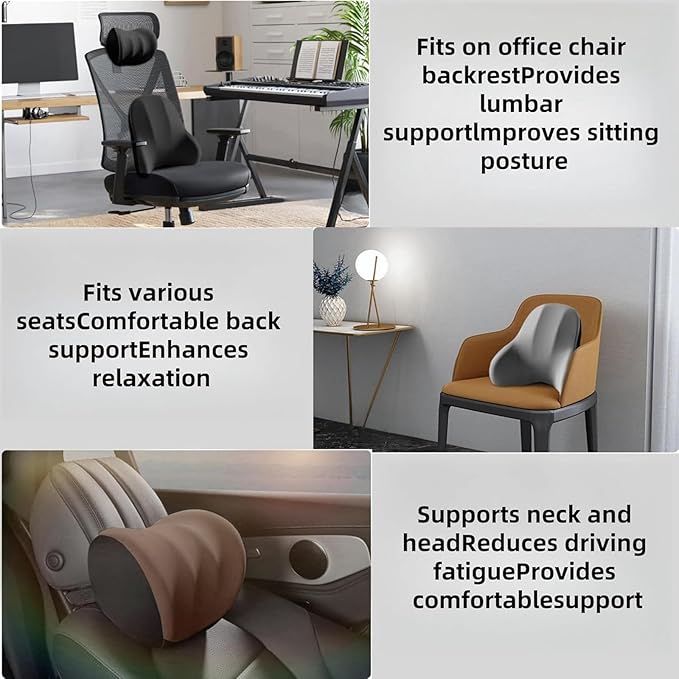 Car Headrest Lumbar Support Cushion for Nissan Pathfinder 2013-2025, Ergonomic Car Seat Headrest Cushion for Neck Back Pain Relief Memory Foam Breathable Removable Cover for Office Chair Car