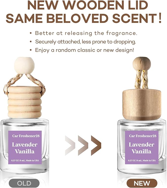 C Classy Hanging Car Air Freshener 2 Pack, Lavender Vanilla Essential Oil Diffuser, Long-Lasting Fragrance, Cute Glass Bottle Car Accessories for Women & Men, Made in USA