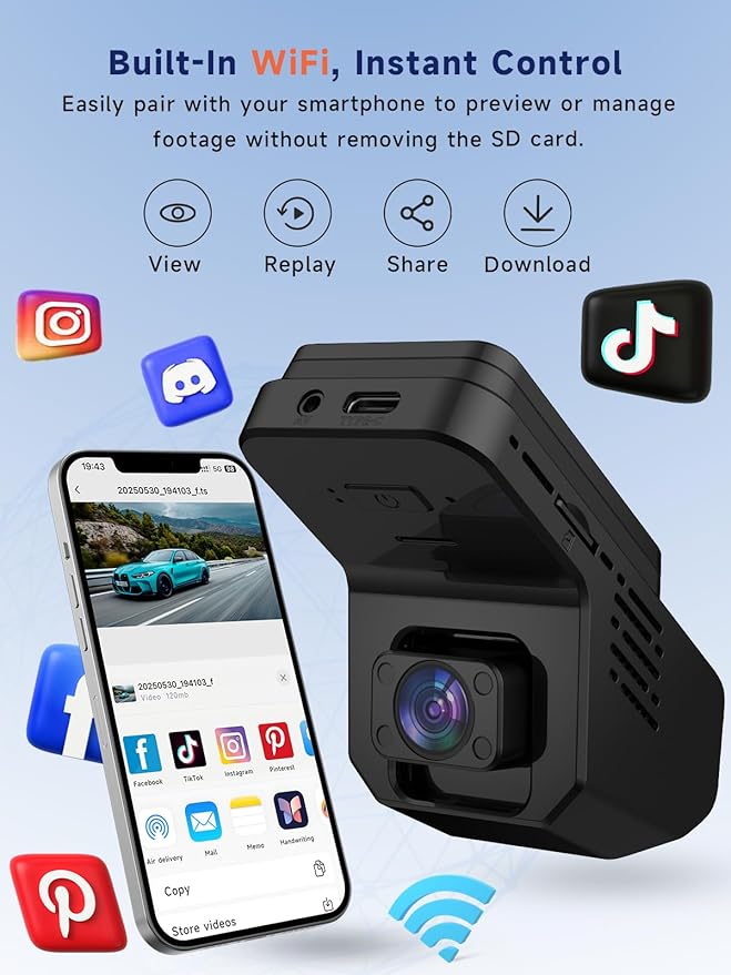 Dash Cam Front and Inside, 2.5K+1080P Dual Camera for Cars, Hidden Car Camera Front and Interior with Super Night Vision, 4 IR LEDs, G-Sensor, 24H Parking Mode, Loop Recording, 32GB Card Included