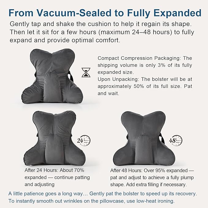Lumbar Support Pillow (Pat. Pend) for Office Chair, Couch, Recliner & Car Seat, Ergonomic Back Support for Lower Back Comfort, with Adjustable Strap to Stay in Place, Steel Gray