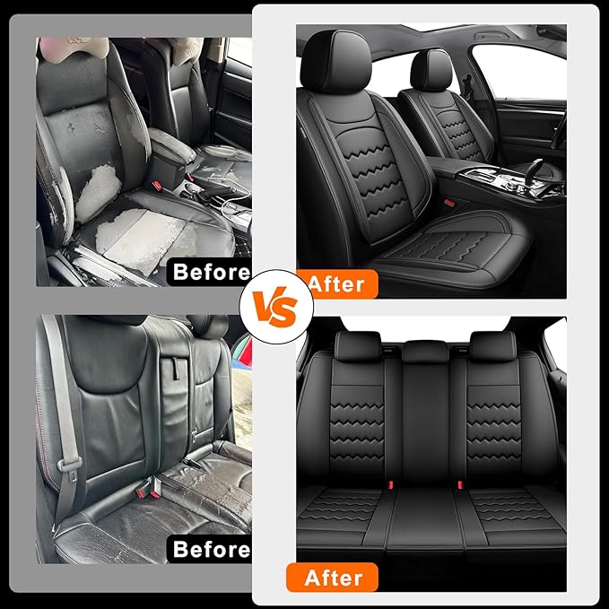 CX-70 Car Seat Covers Custom Fit for Mazda CX-70 2025-2026, Full Coverage Premium Leather Waterproof Breathable Seat Covers, Automotive Seat Protectors, Airbag Compatible(Full Set Seats, Black)