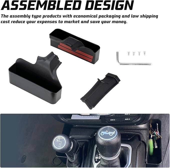 KIWI MASTER Console Shifter Storage for 2018-2026 Jeep Wrangler JL Gladiator JT Gear Shift Storage Box Tray, JL JT Interior Accessories Parts, Black