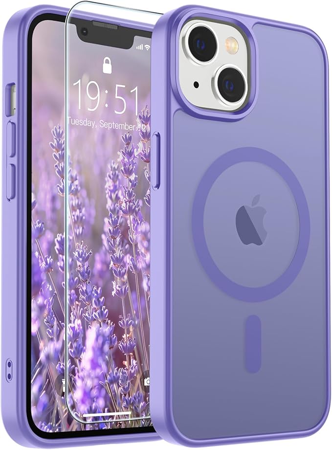 SUPFINE Magnetic for iPhone 15 Plus Case & iPhone 14 Plus Case(Compatible with MagSafe)(Military Grade Drop Protection) Slim Translucent Shockproof with Anti-Fingerprint Phone Case,Purple