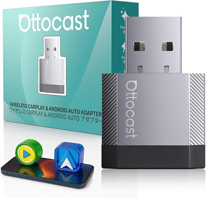 OTTOCAST Mini Nova, 2 in 1 Wireless Carplay & Android Auto Adapter, Plug & Play 2026 Upgraded with AI Assistance (ChatGPT, Gemini, Claude)