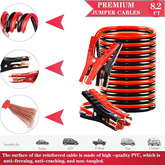 Car Emergency Roadside Kit - Roadside Assistance Emergency Kit, Car Emergency Kit with Jumper Cables, Safety Kits for Cars,Folding Shovel, Tow Rope,Car Tool Kit