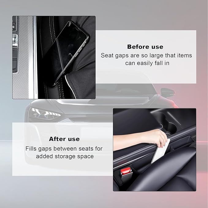 KVAEY 2PCS Car Seat Gap Filler, Automotive Seat Organizer Fill The Gap Between Seat and Console, Universal Car Gap Seat Storage for Phone Wallets and Keys, Car Accessories (Beige)