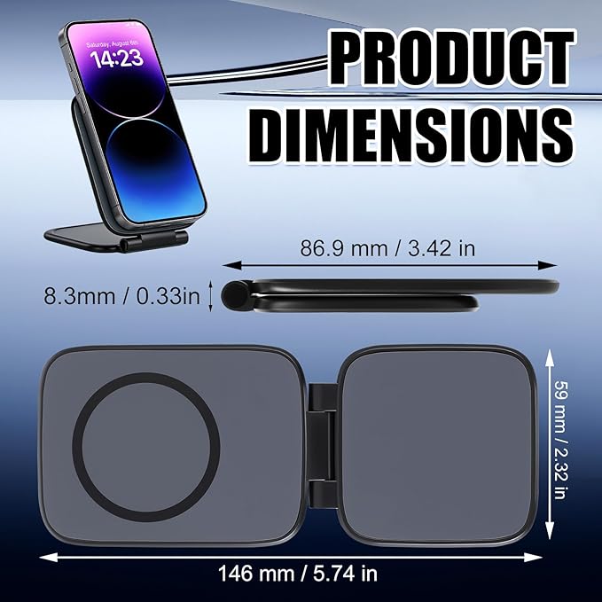 Ultra-Thin Foldable Magnetic Car Phone Mount,Ultrathin Adjustable Magnetic Phone Holde,New Portable Foldable Magnetic Phone Mount, 270°Adjusta ble Cell Phone Holder for Your Car/Gym/Mirror Compatible