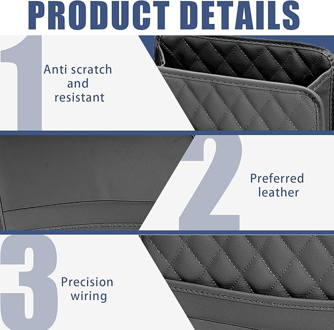 Car Seat Organizer Backseat with Storage Pockets, PU Leather Vehicle Backseat Hanging Storage Pocket, Multipurpose Automotive Travel Essentials Accessories, Universal for Most Cars (Black)