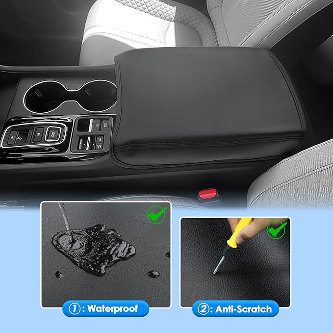 2023-2025 2026 Pilot Accessories Center Console Cover for Honda Pilot (LX/Sport/EX-L/TrailSport/Touring/Elite/Black Edition), Waterproof&Comfy Leather Armrest Cover 2026 2025 Pilot Accessories