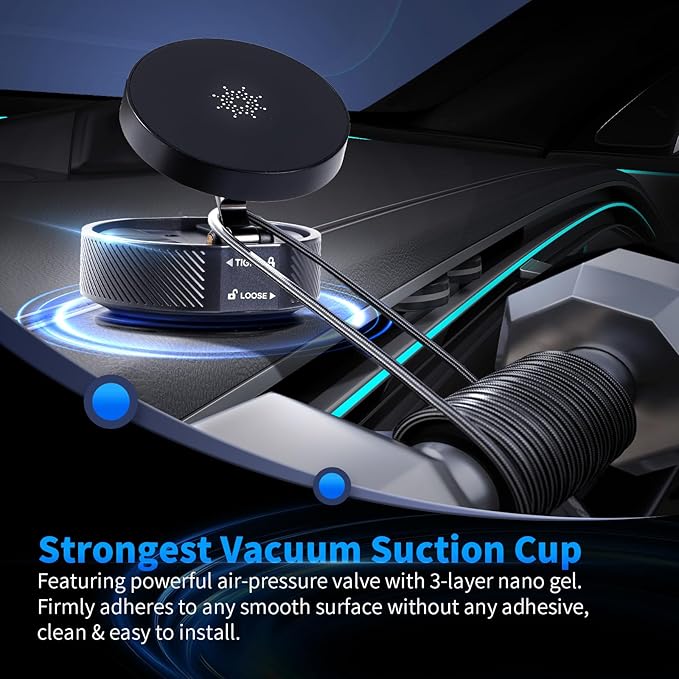 Vacuum Magnetic Car Phone Holder,360° Adjustable Vacuum Suction Cup Phone Mount for MagSafe Cell Phone Holders for Your Car/Gym/Mirror Mount for iPhone & Android