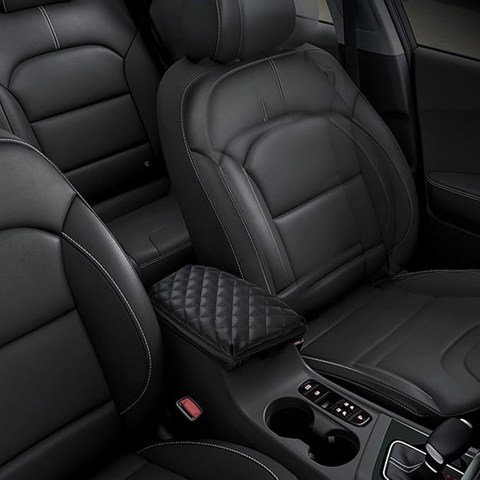 KMMOTORS Center Console Cover Compatible with Kia NIRO – Armrest Cushion & Console Protector for 2017, 2018, 2019, 2020, 2021, 2022 (Black)