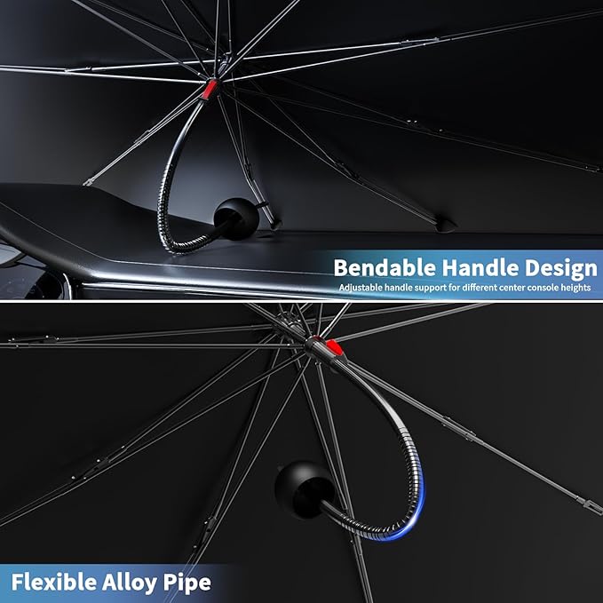 7F Car Sun Shade Umbrella, Protect from Sun Rays and Protect Interior, Sunshade for Car Windshield, Bendable Handle Windshield Cover Sun Shade, [2025 Upgrade] 55" L x 31" W