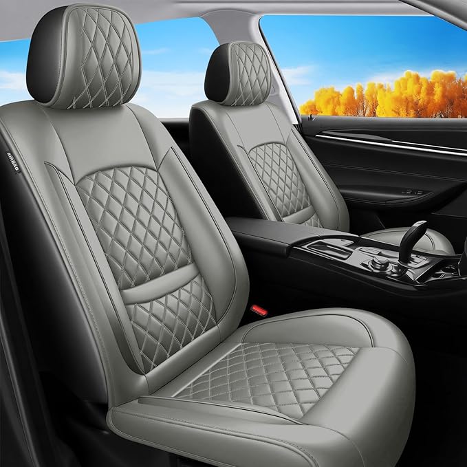 Fit TL Car Seat Covers for Acura TL 2004-2014 - Premium Leather, Waterproof, All-Weather, Airbag Compatible, Anti-Slip, Breathable, Easy Install, Seat Protectors, Full Set, Gray