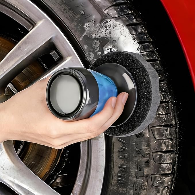 Tire Shine Applicator with 2 Detachable Foam Applicator Pads for Car Cleaning and Fine Polishing Reusable Tire Dressing Applicator for Car Truck SUV Motorcycle